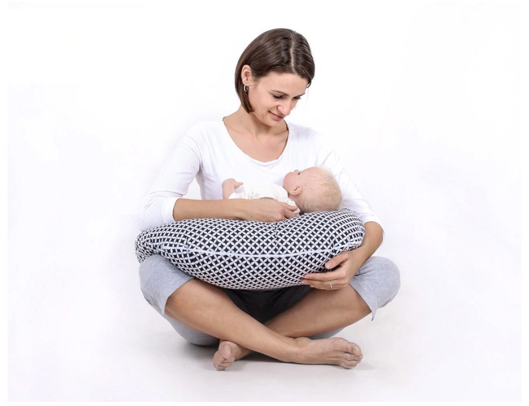 Breastfeeding Pillow Nursing Croissant Pillow, removable, Hands-Free Feeding - blue stars — modelis FASOLKA-796