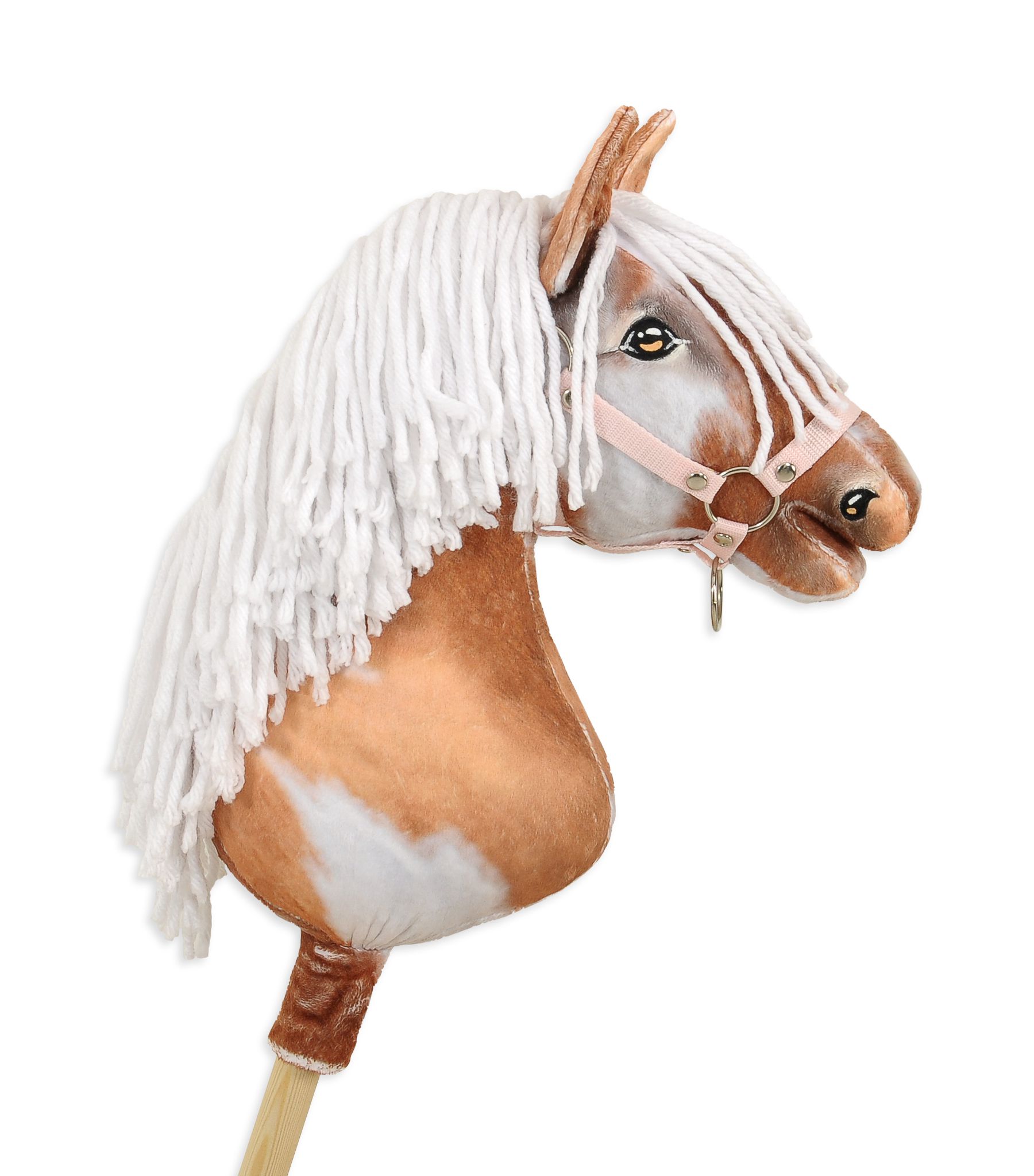 Horse on a stick Super Hobby Horse Premium - tobiano bay horse with a white mane A3