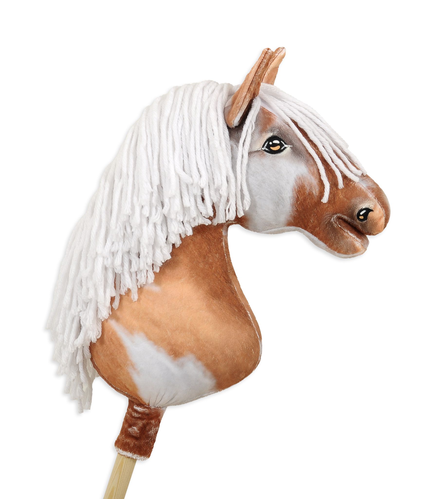Horse on a stick Super Hobby Horse Premium - tobiano bay horse with a white mane A3