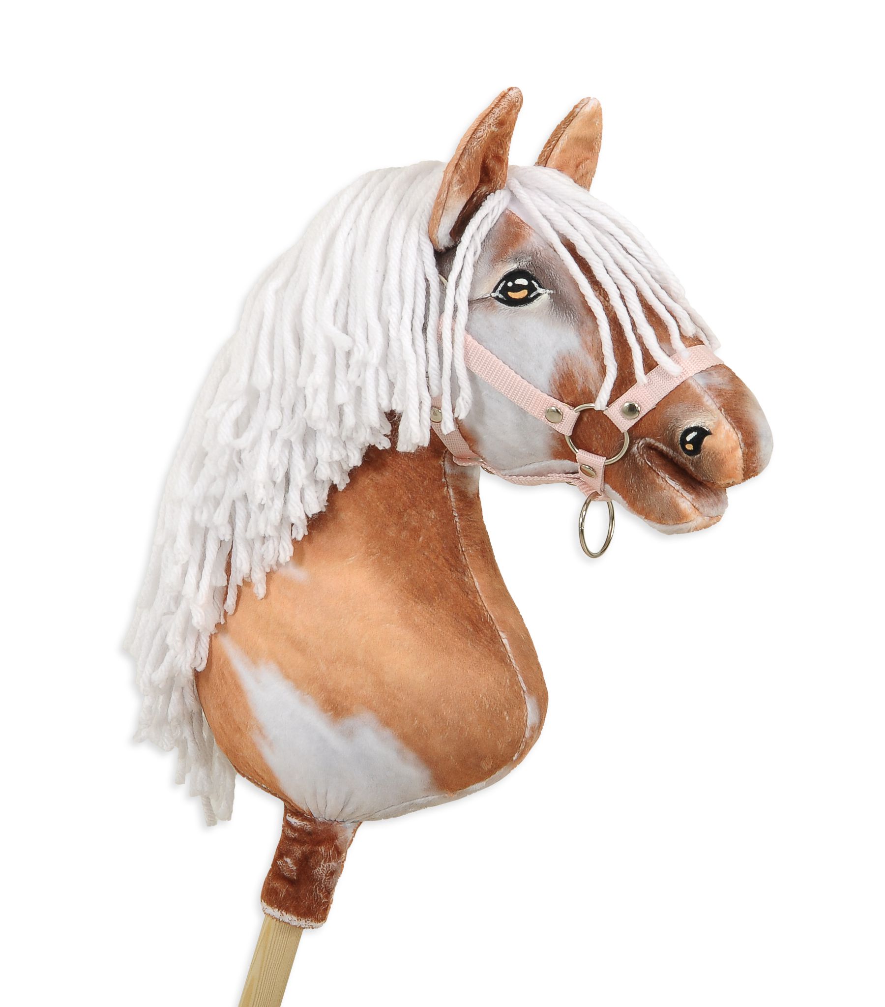 Horse on a stick Super Hobby Horse Premium - tobiano bay horse with a white mane A3