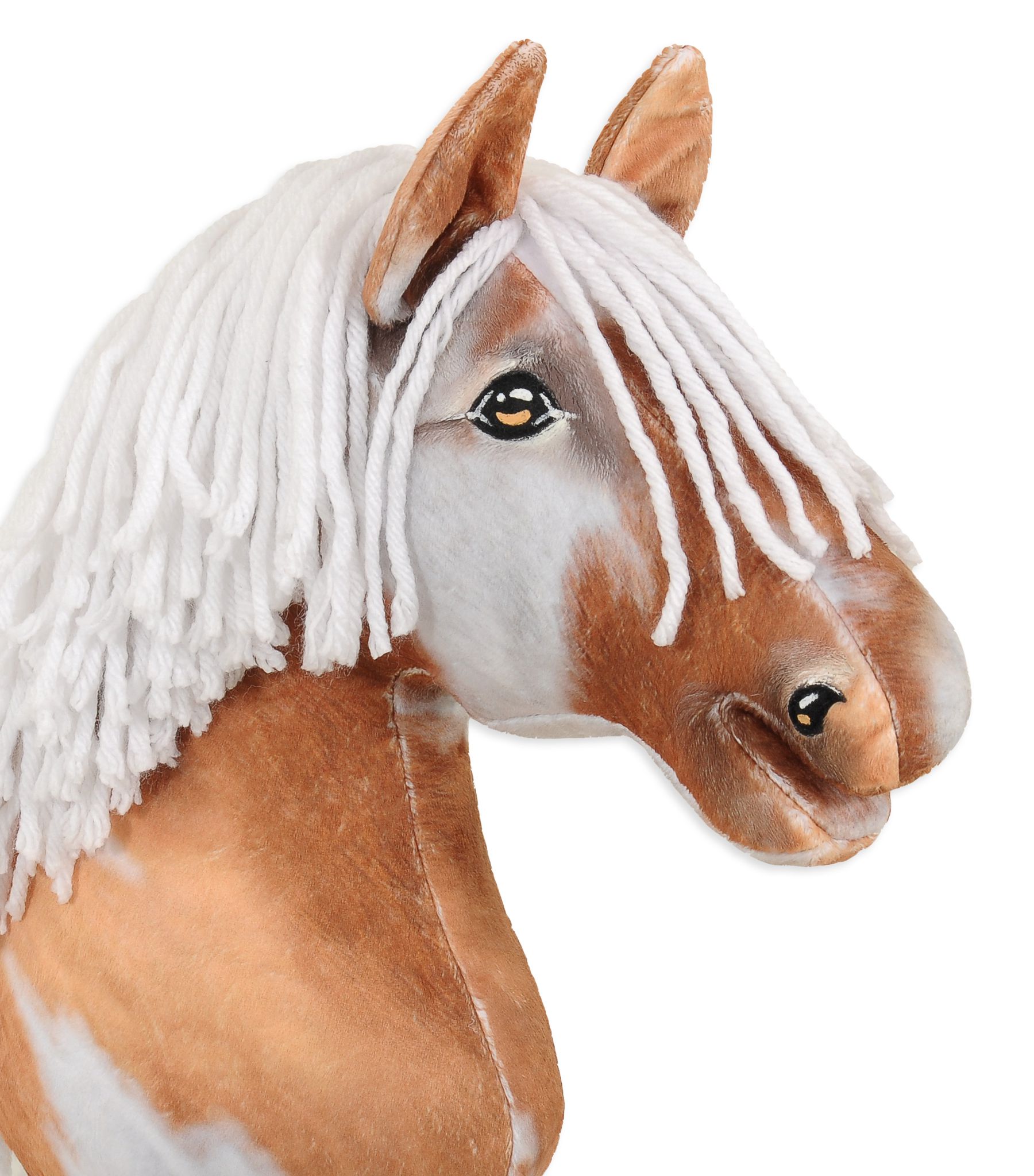 Horse on a stick Super Hobby Horse Premium - tobiano bay horse with a white mane A3