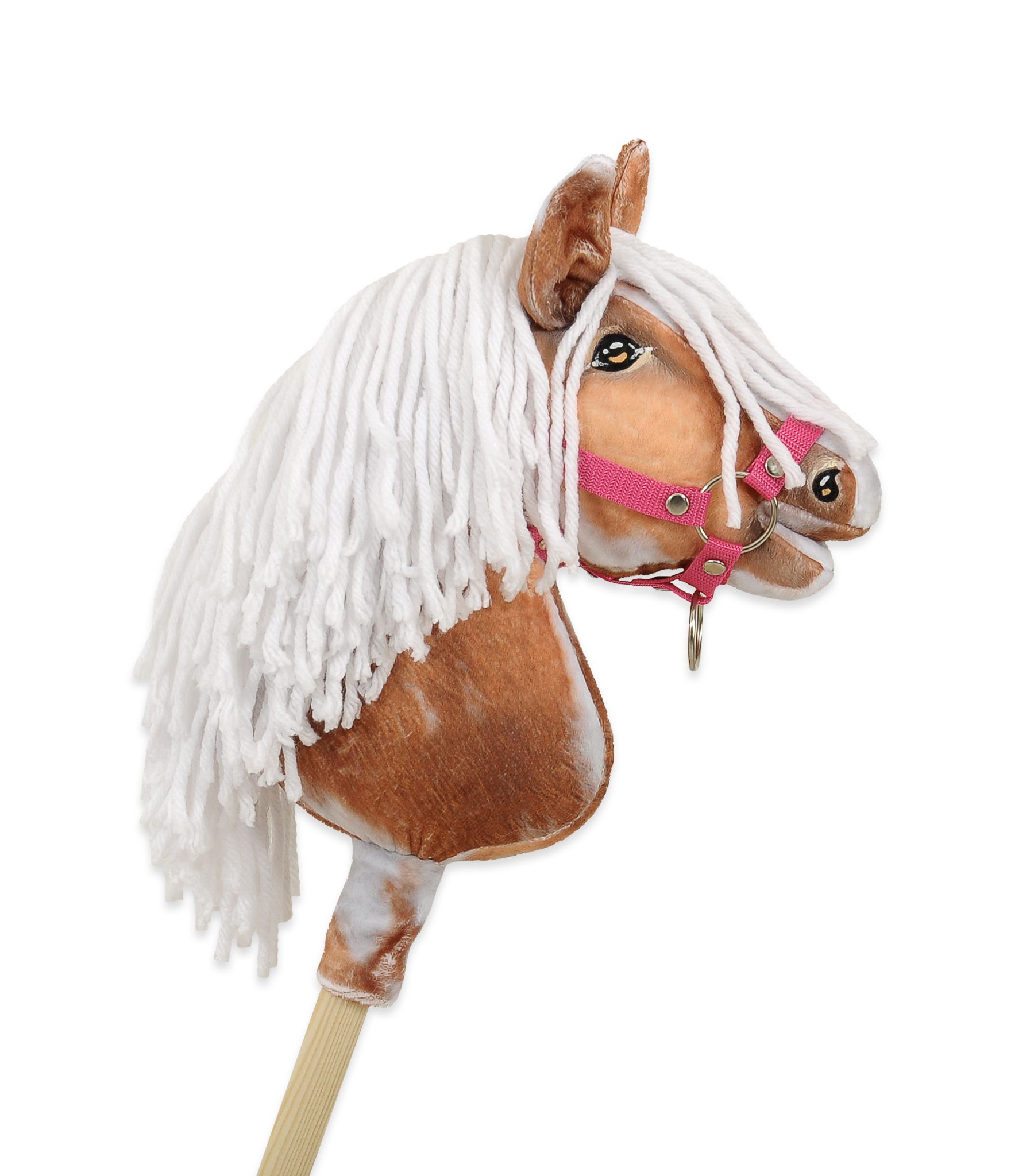 Horse on a stick Super Hobby Horse Premium - tobiano bay horse with a white maneA4