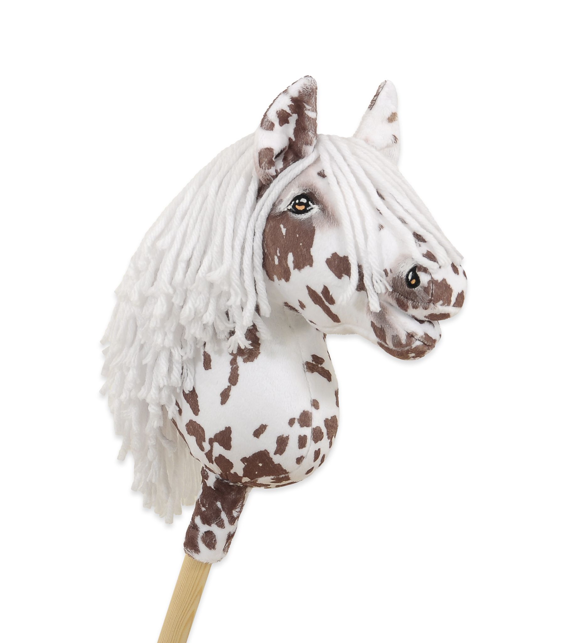 Horse on a stick Super Hobby Horse Premium - brown leopard with a white mane A4