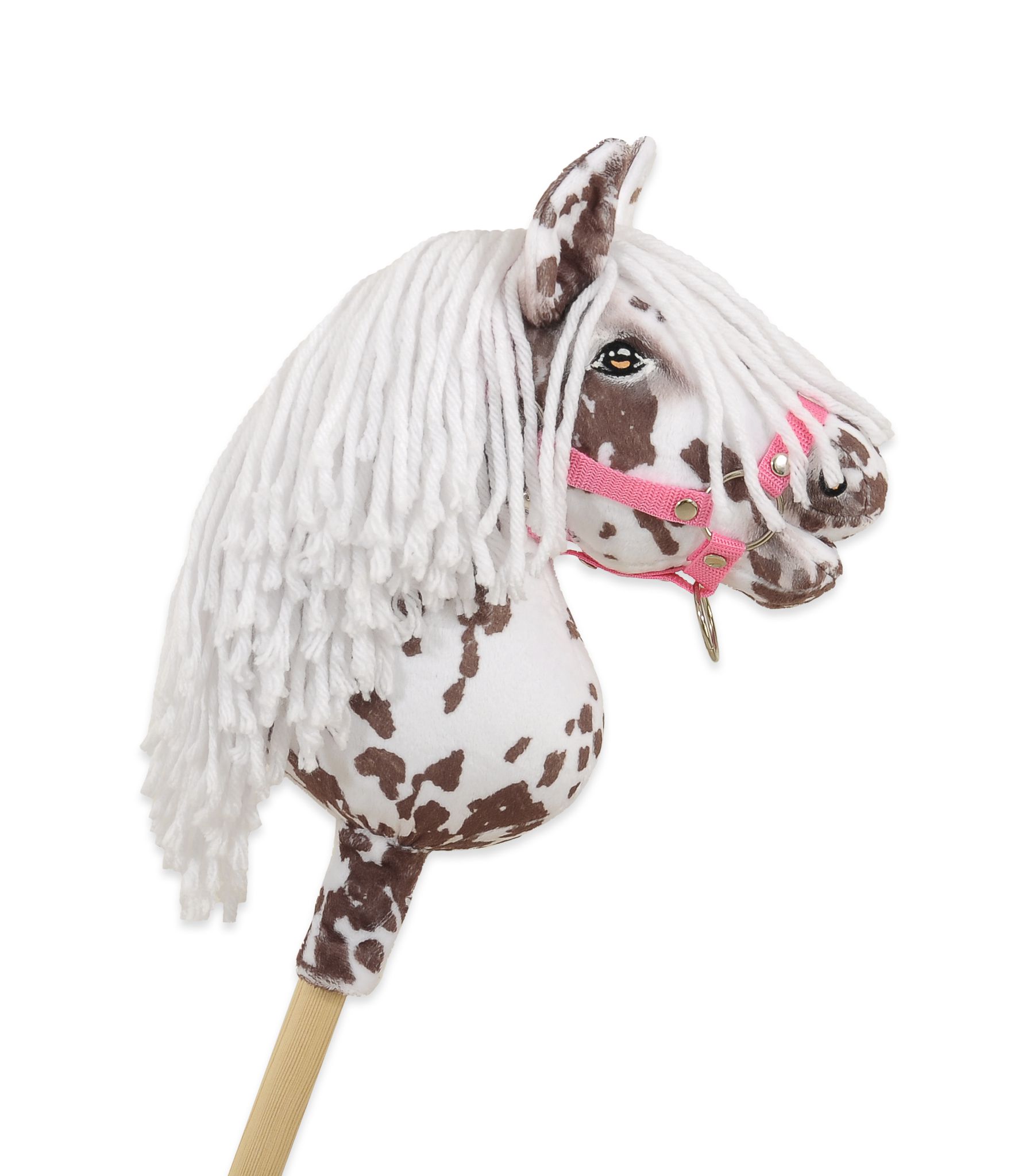 Horse on a stick Super Hobby Horse Premium - brown leopard with a white mane A4