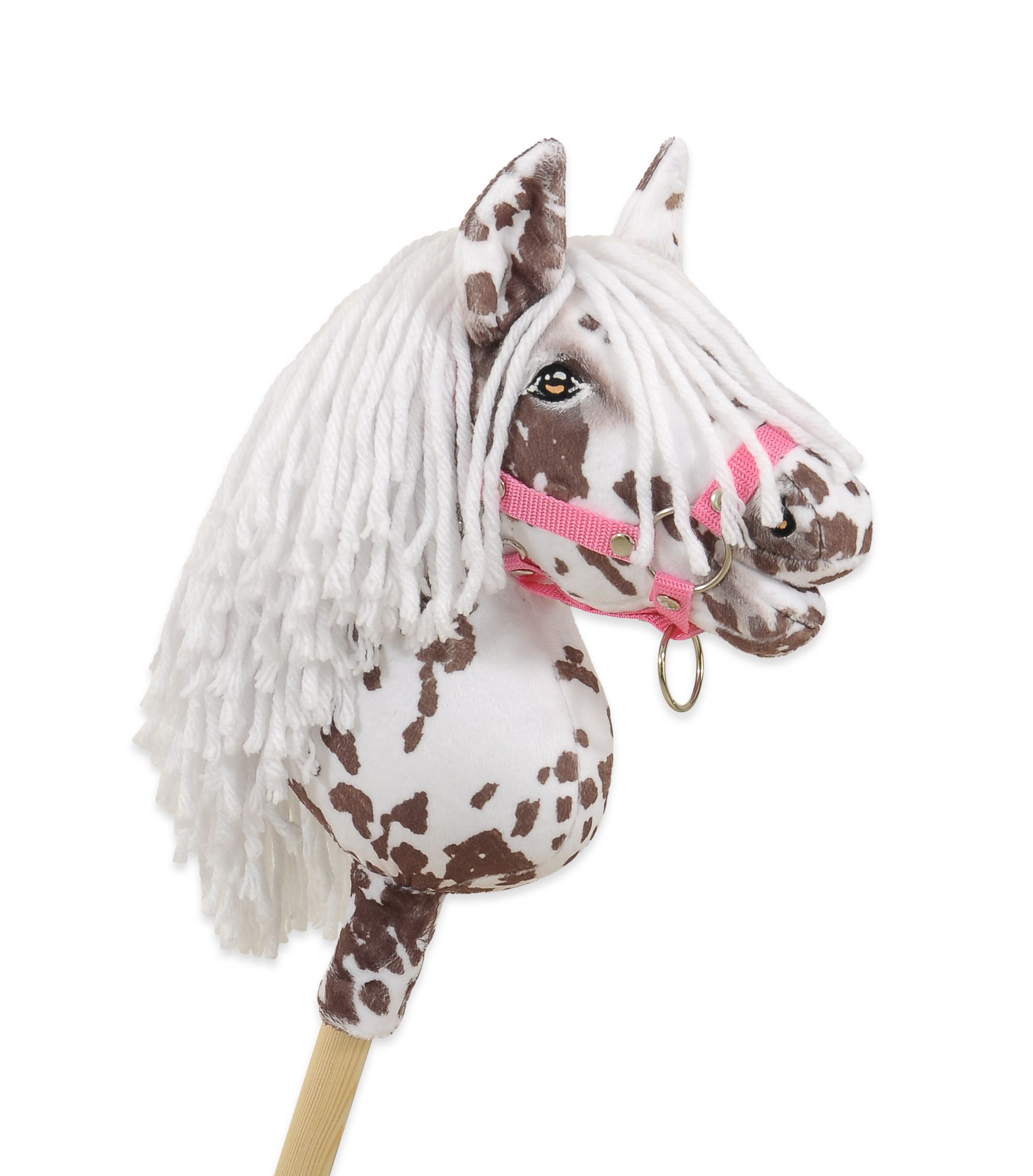 Horse on a stick Super Hobby Horse Premium - brown leopard with a white mane A4