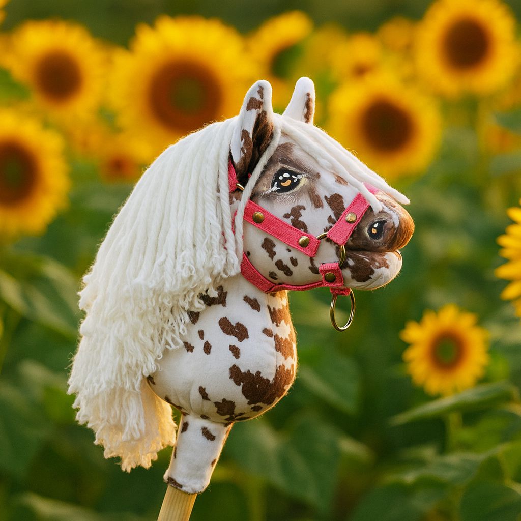 Horse on a stick Super Hobby Horse Premium brown leopard with a white mane A5