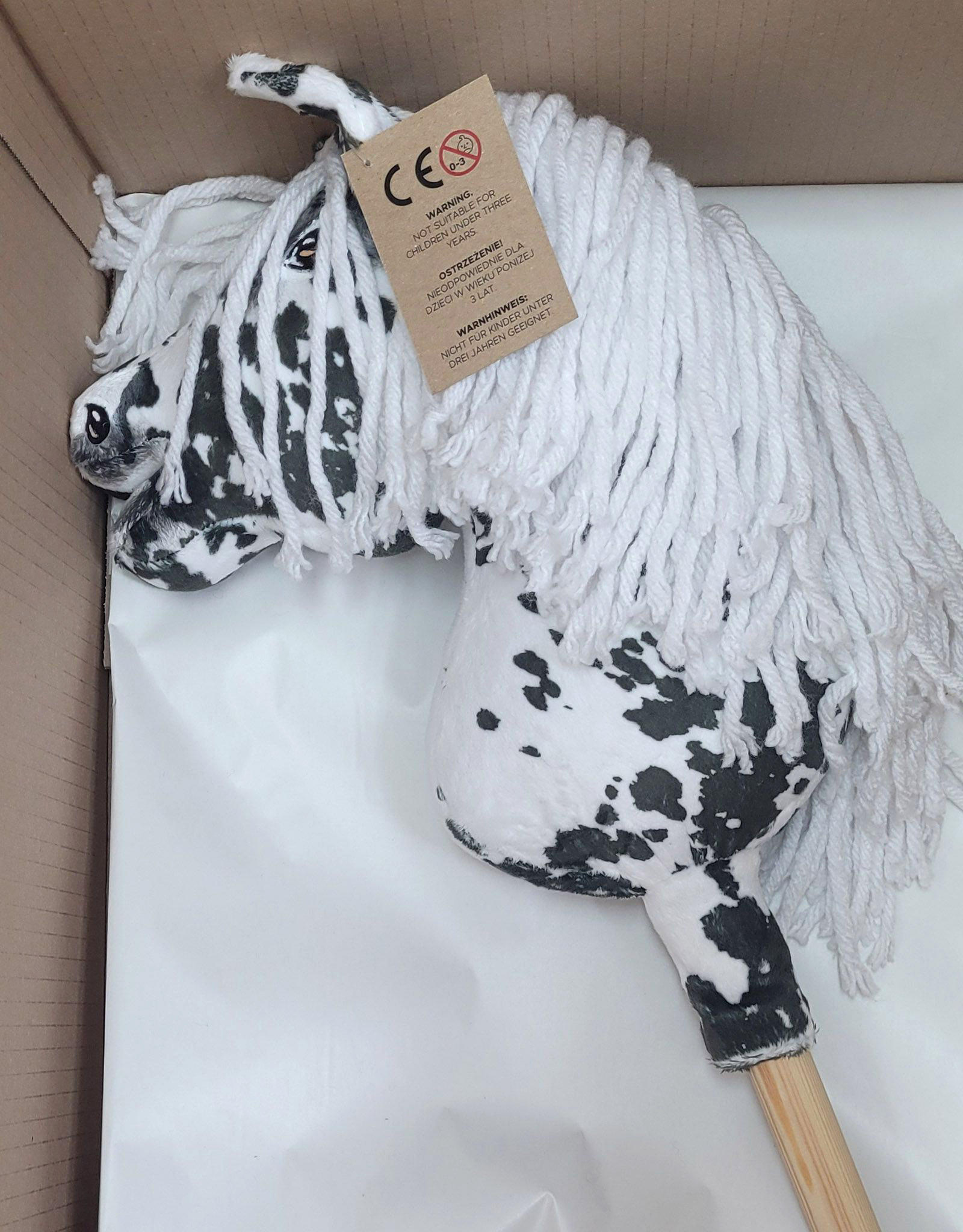 Horse on a stick Super Hobby Horse Premium - leopard with a white mane A4