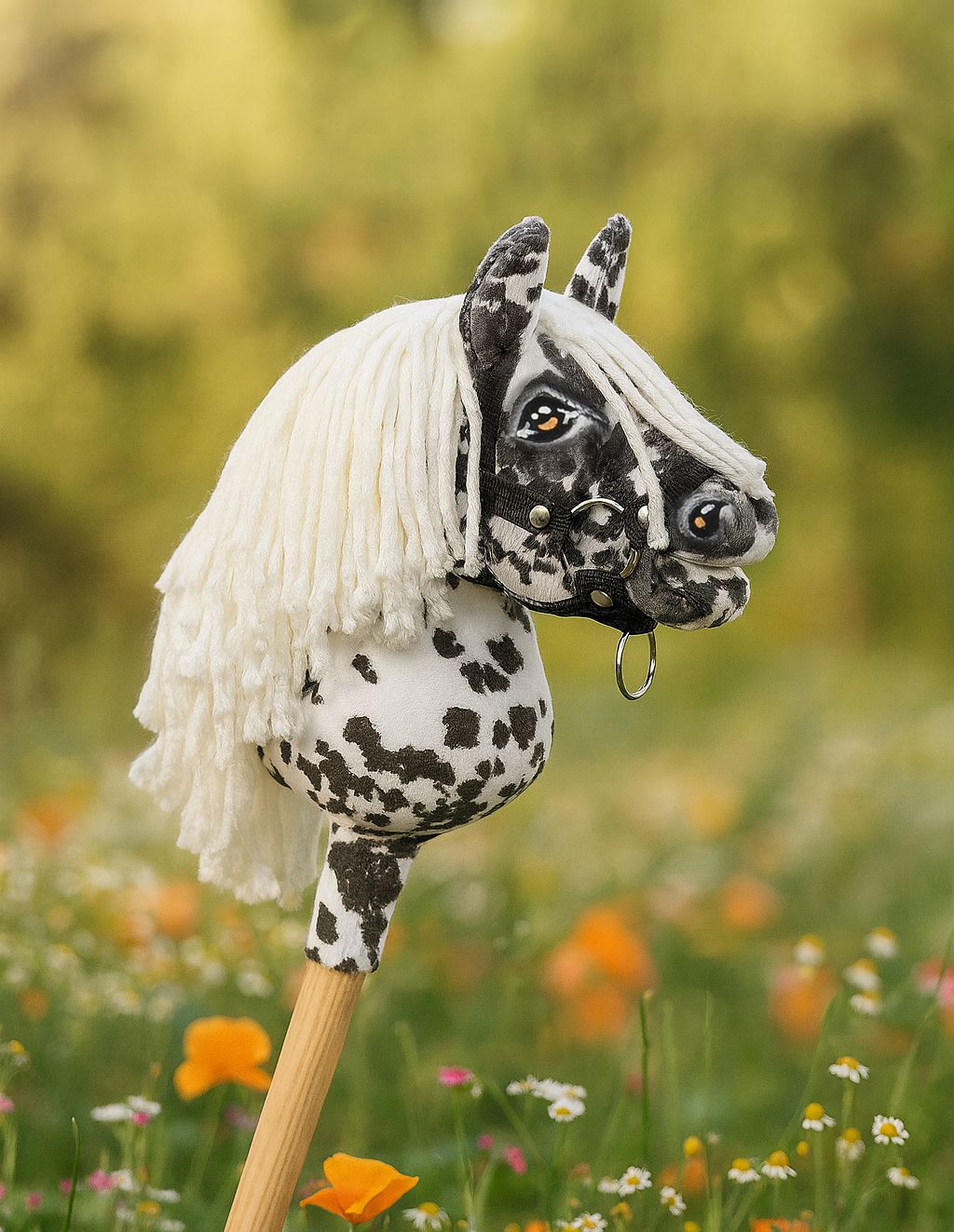 Horse on a stick Super Hobby Horse Premium leopard with a white mane A5