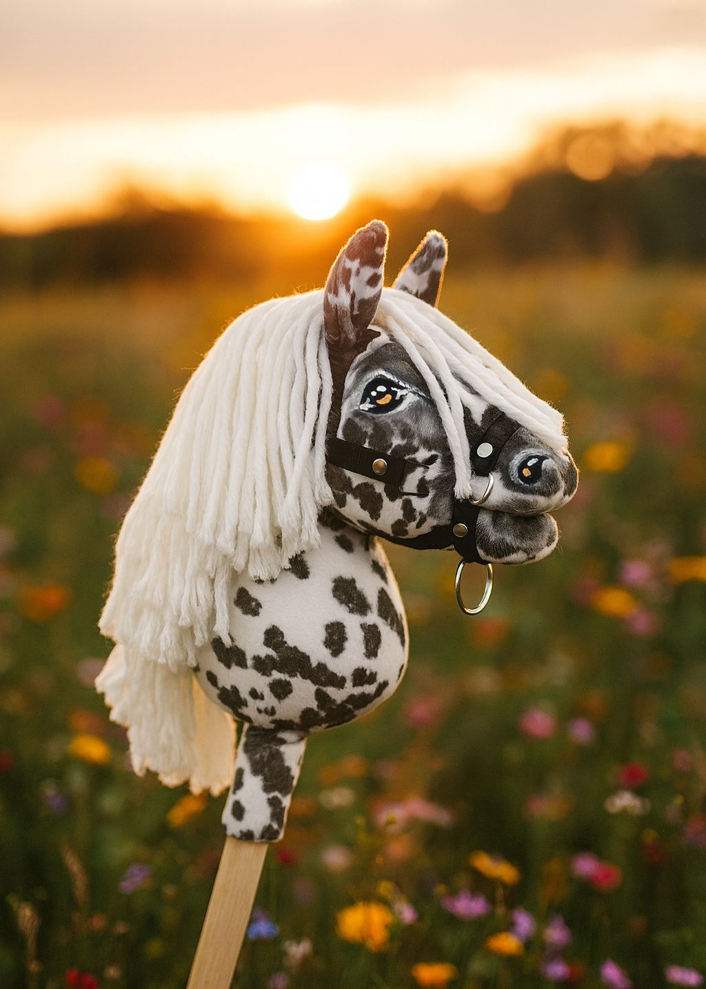 Horse on a stick Super Hobby Horse Premium leopard with a white mane A5