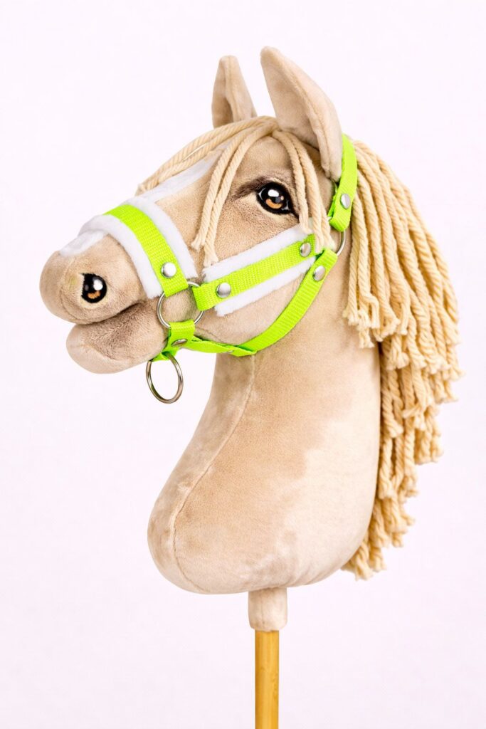 The adjustable halter for Hobby Horse A3 - neon green with white furry