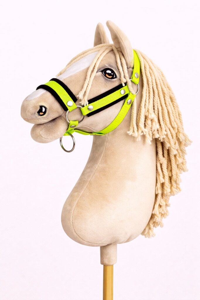 The adjustable halter for Hobby Horse A3 - neon green with black furry