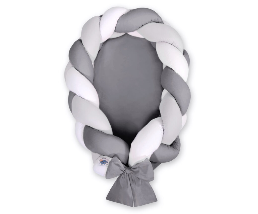 Braided baby nest 2 in 1 - white-gray- anthracite — modelis Kokon/ magic loop/516-523-1033-1033