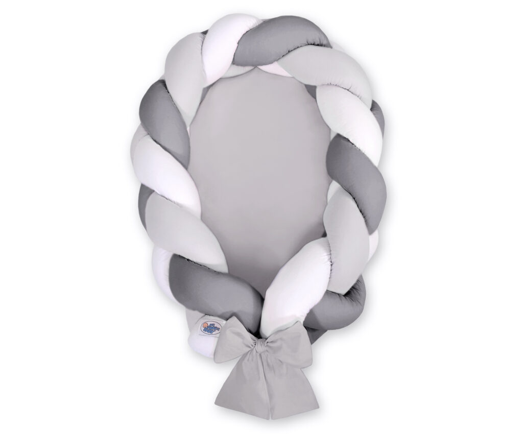 Braided baby nest 2 in 1 - white-gray- anthracite — modelis Kokon/ magic loop/516-523-1033-523