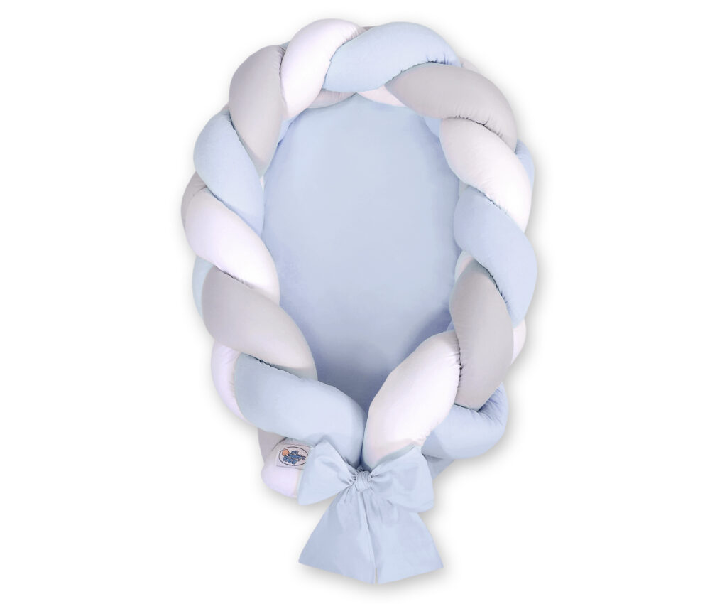 Braided baby nest 2 in 1 - white-gray-blue — modelis Kokon/ magic loop/516-523-518-518