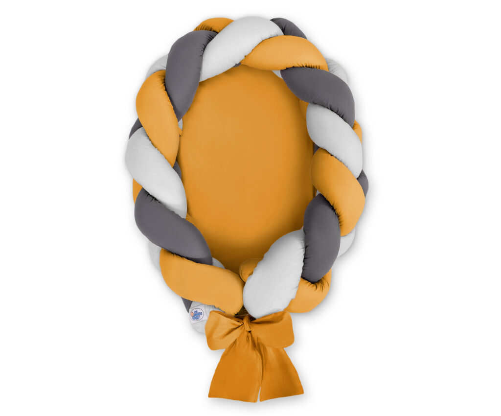 Braided baby nest 2 in 1 - gray-honey yellow-anthracite — modelis Kokon/ magic loop/523-1035-1033-1035
