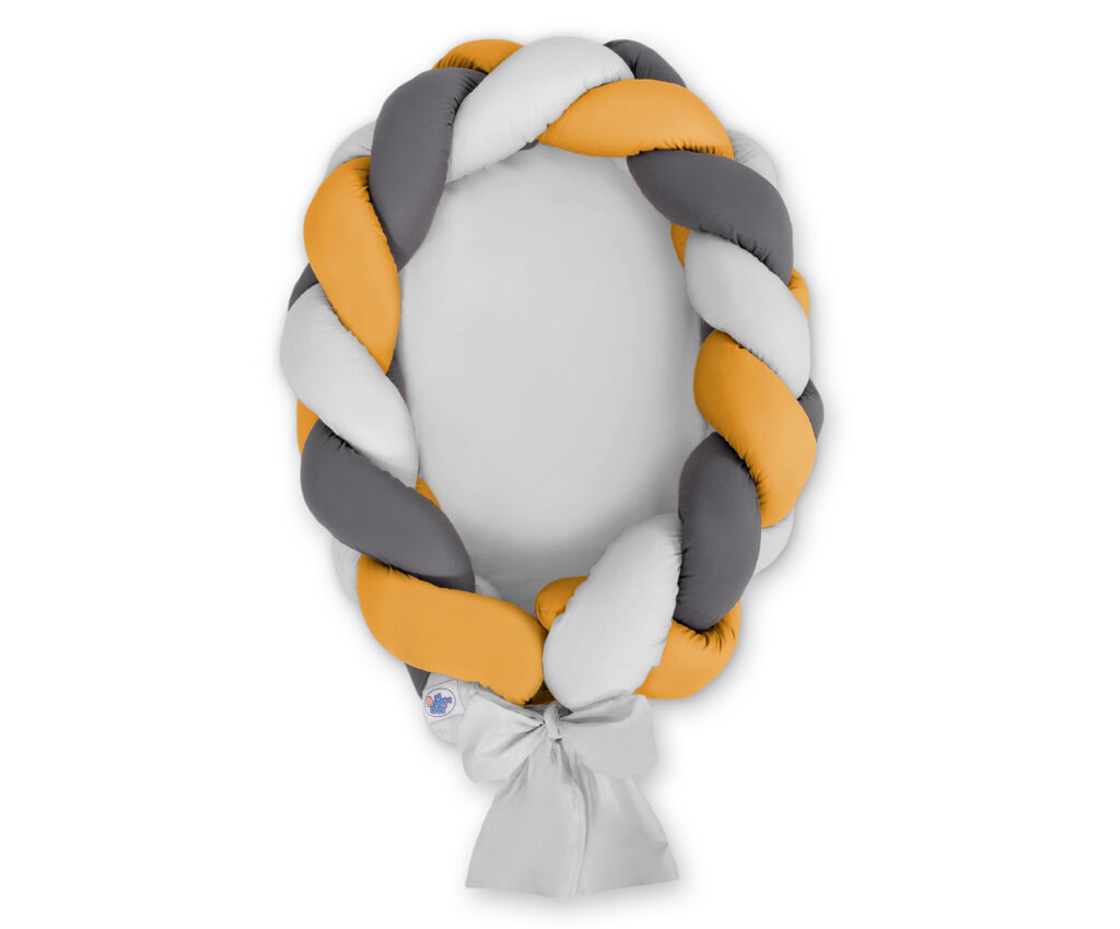 Braided baby nest 2 in 1 - gray-honey yellow-anthracite — modelis Kokon/ magic loop/523-1035-1033-523
