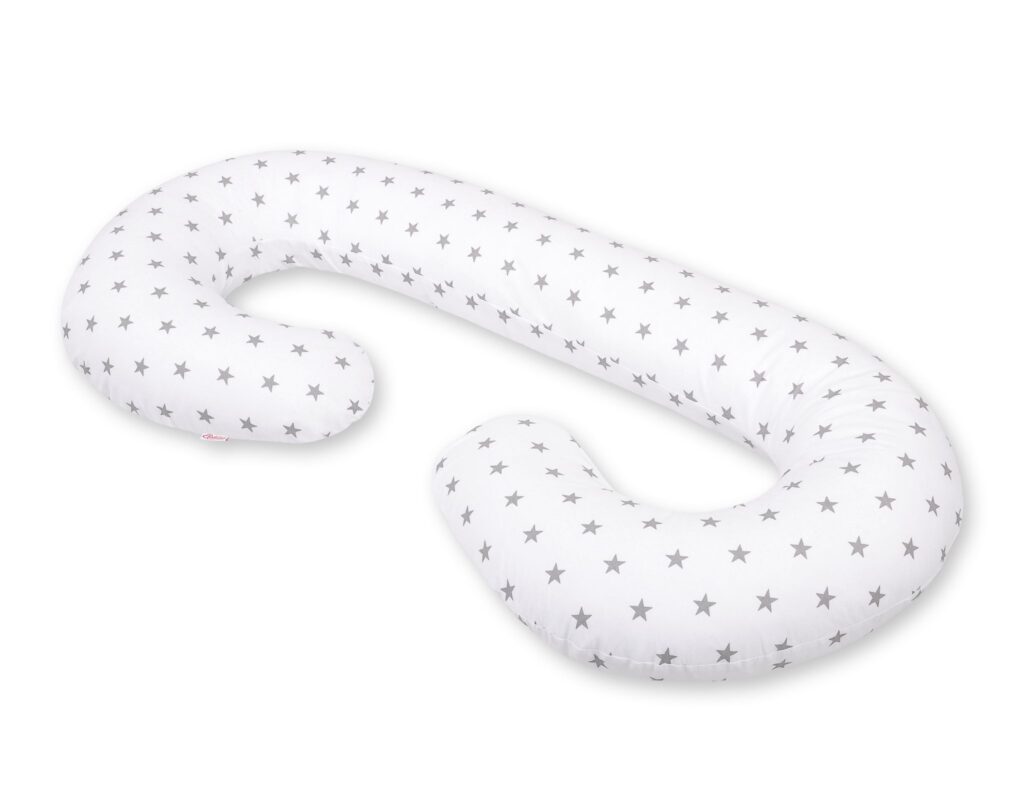 Maternity Support Pillow C, removable pillowcase - white with grey stars