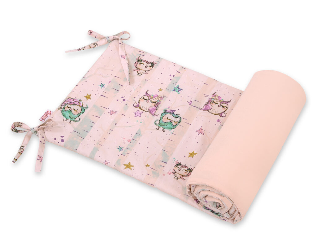 Universal bumper for cot - owls cream-mint