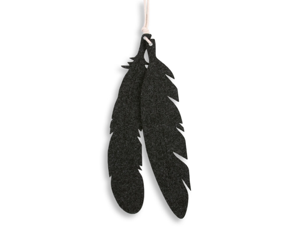 Tipi tent hanging - decorative large felt feathers 2pcs. - anthracite