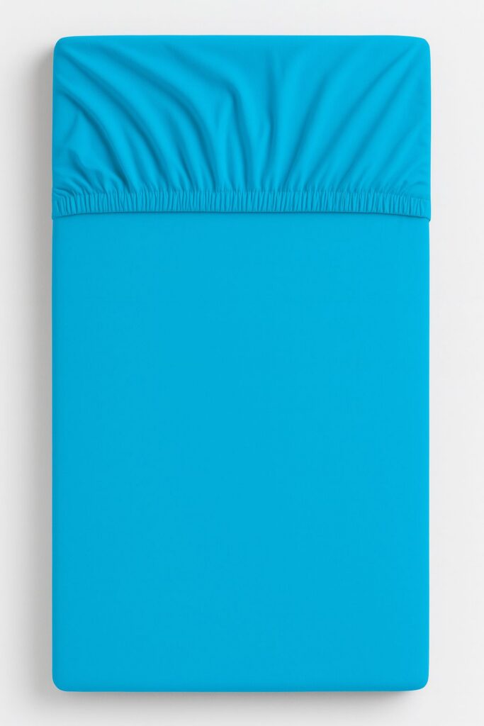 Kokvilnas palags ar gumiju 120 × 60 cm, tirkīza krāsā