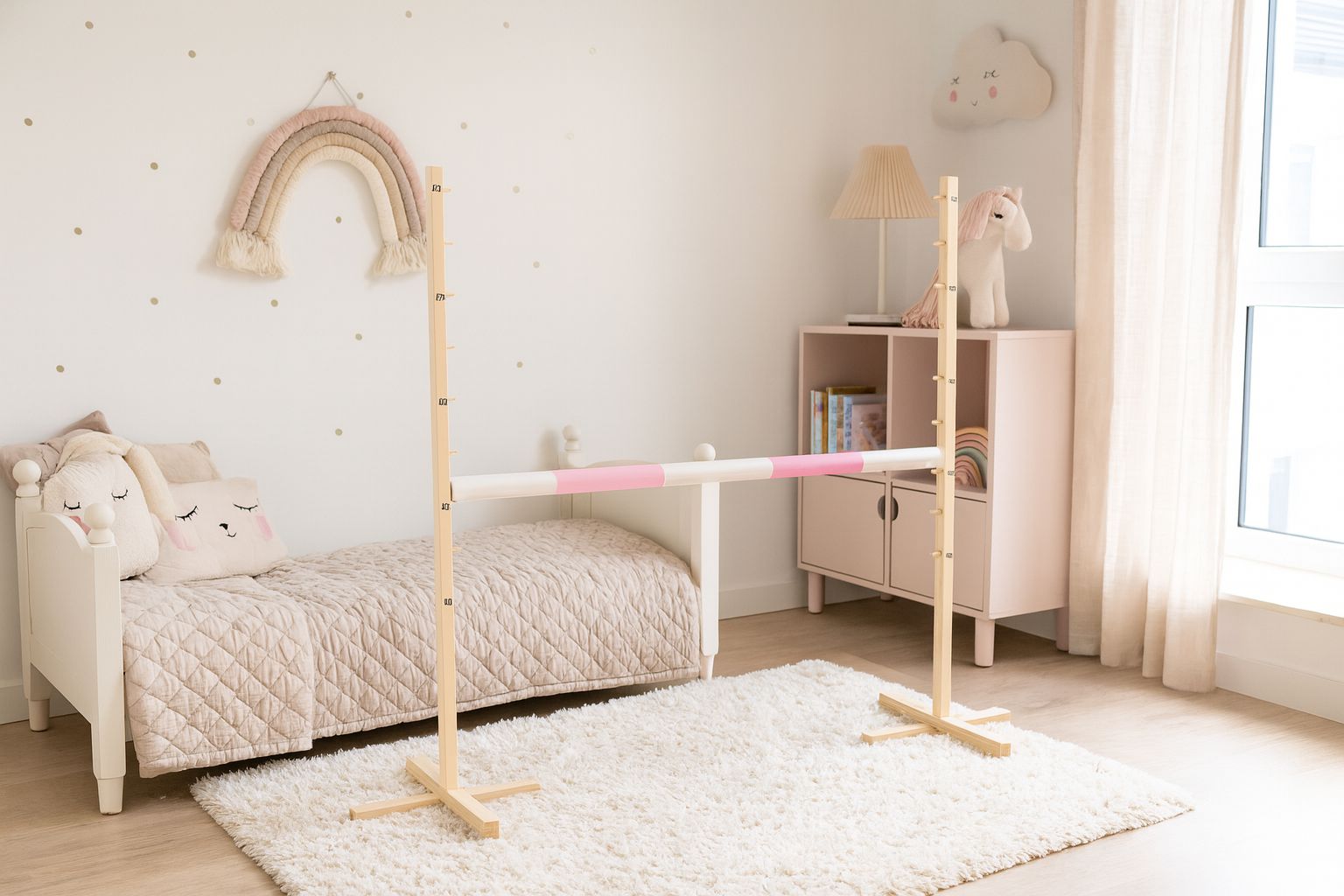 Jumping obstacle for Hobby Horse 120cm, beam light pink