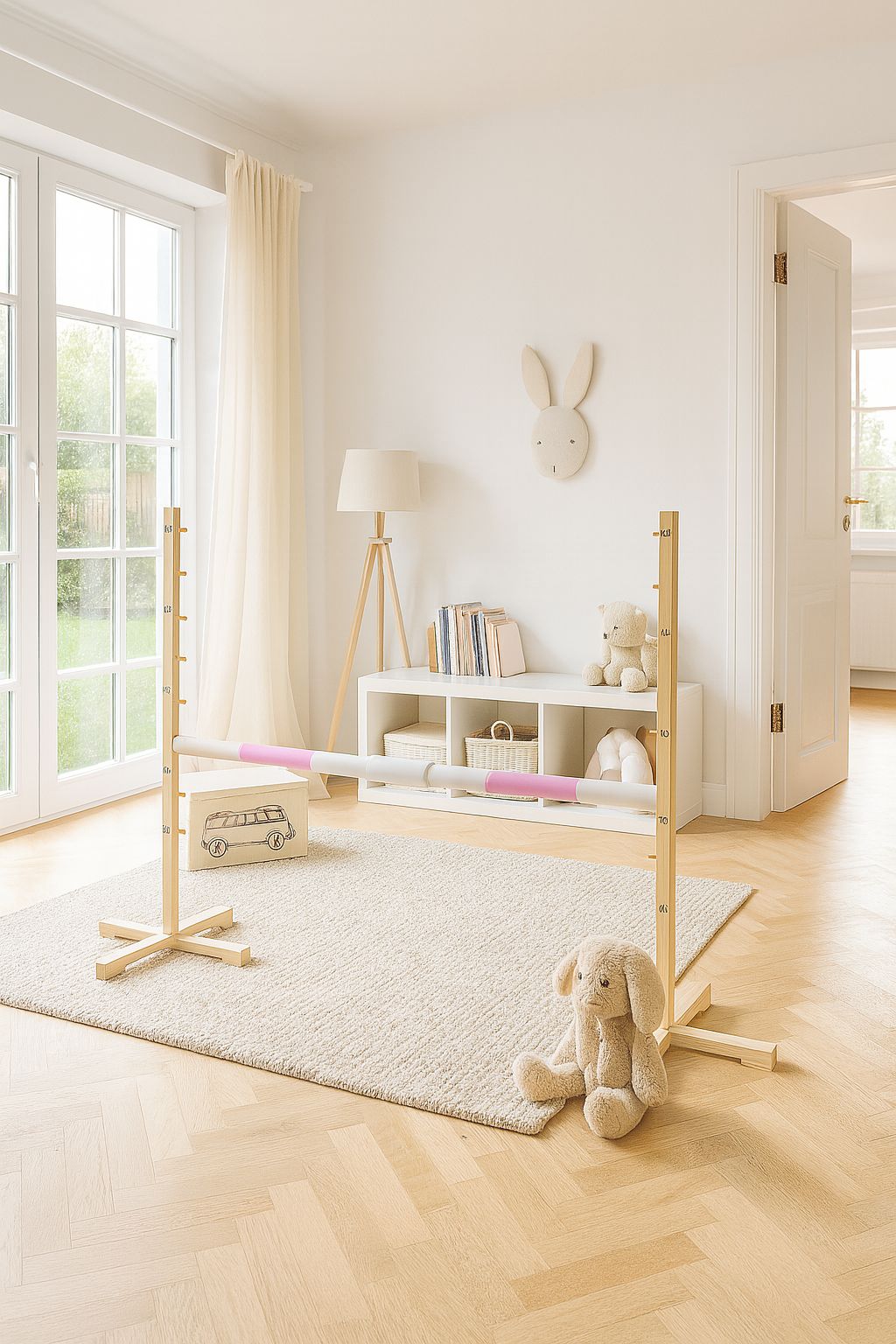 Jumping obstacle for Hobby Horse 160 cm, h-120cm, beam light pink