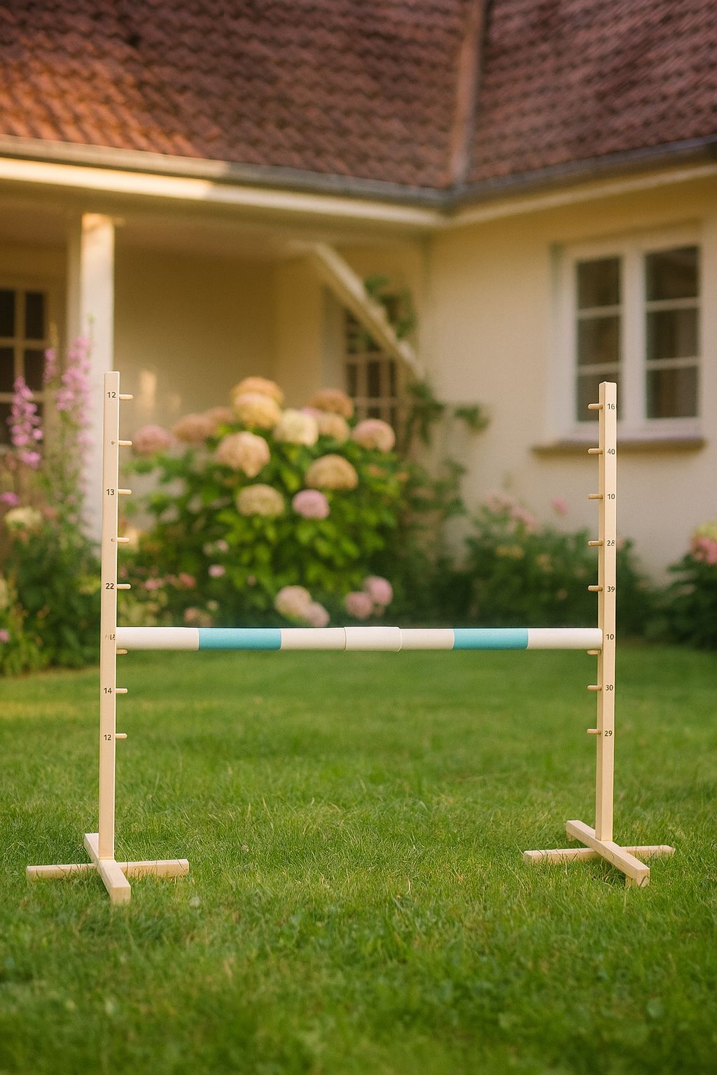 Jumping obstacle for Hobby Horse 160 cm, h-120cm, beam light blue
