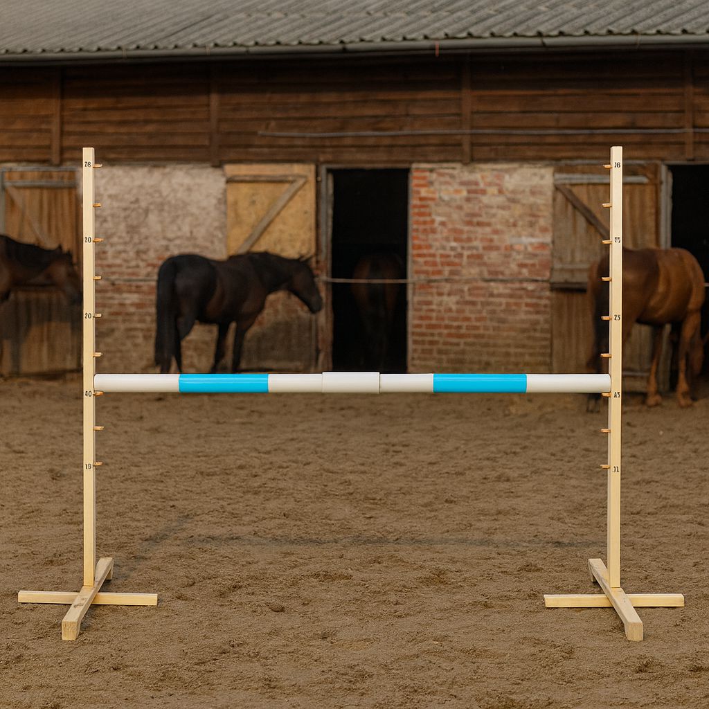 Jumping obstacle for Hobby Horse 160 cm, h-120cm, beam light blue