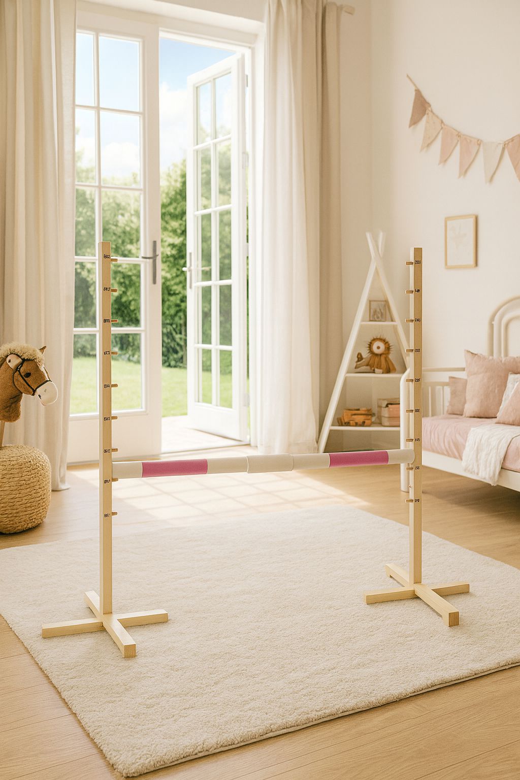 Jumping obstacle for Hobby Horse 160 cm, h-120cm, beam pink