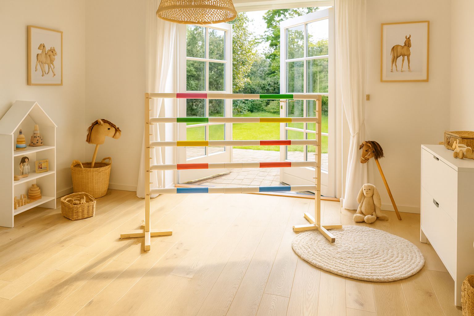 Jumping obstacle for Hobby Horse 160 cm, h-120cm, beam pink