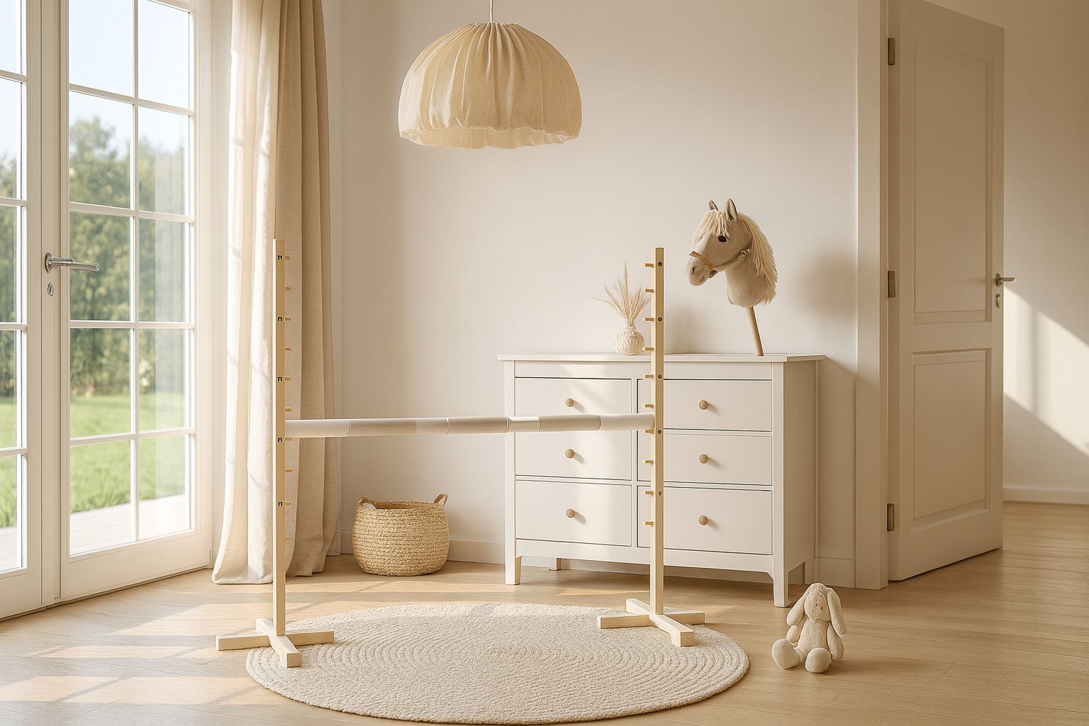 Jumping obstacle for Hobby Horse 160 cm, h-120cm, beam beige