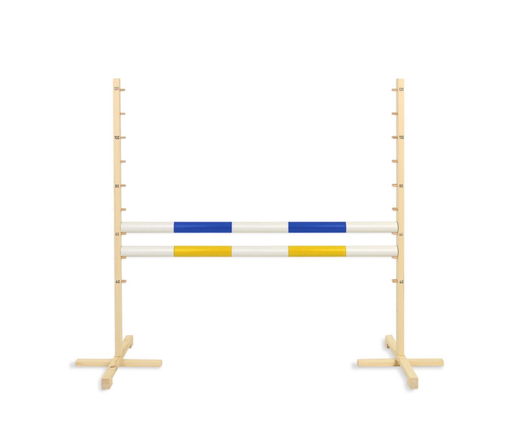 Jumping obstacle for Hobby Horse 120cm, with two beams - blue and yellow