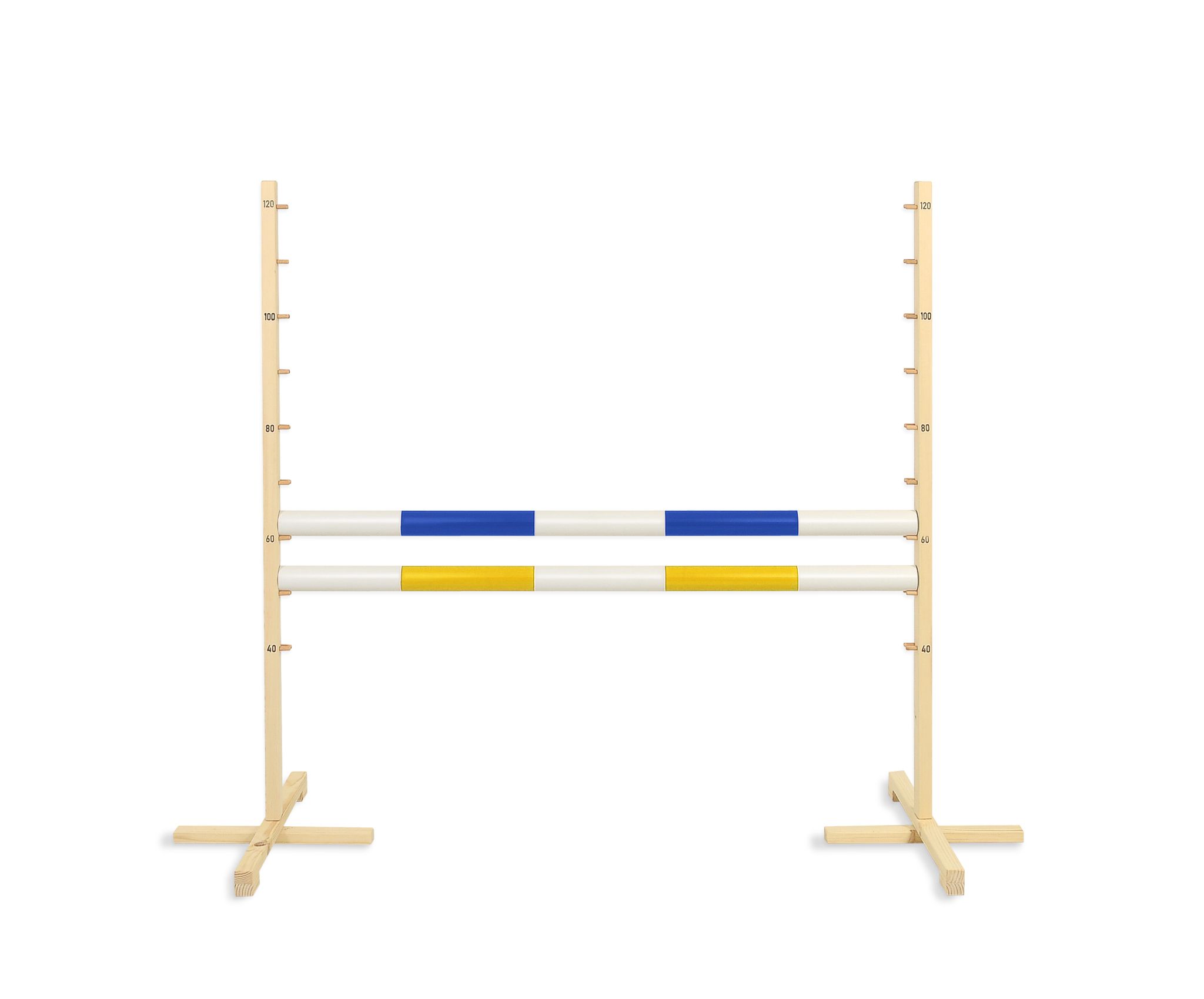 Jumping obstacle for Hobby Horse 120cm, with two beams - blue and yellow