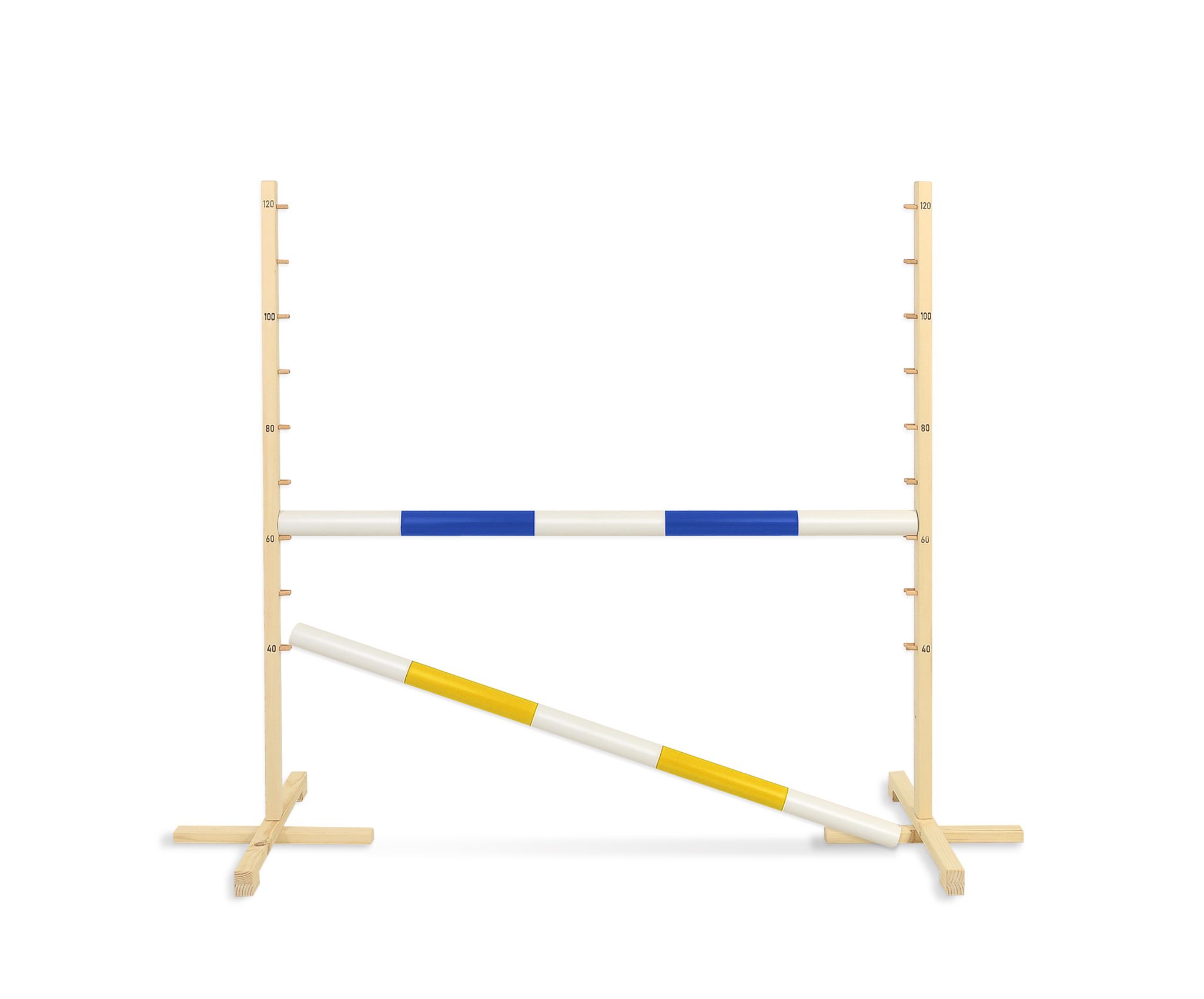 Jumping obstacle for Hobby Horse 120cm, with two beams - blue and yellow