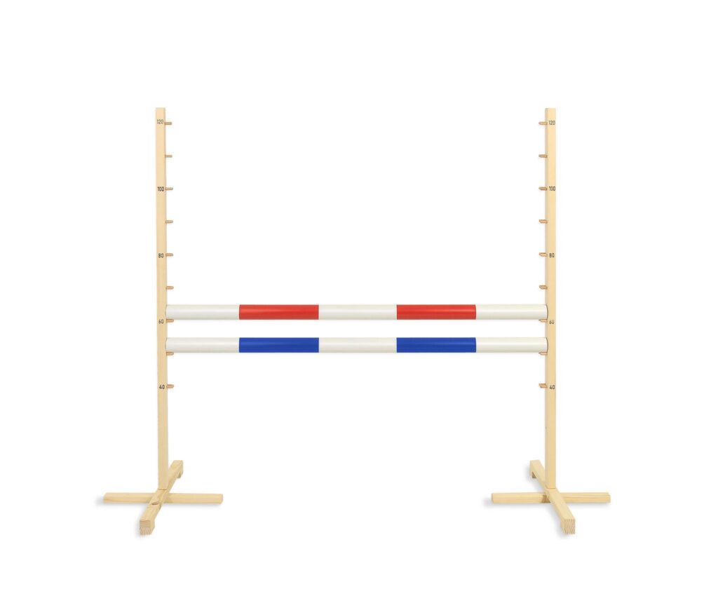 Jumping obstacle for Hobby Horse 120cm, with two beams red and blue
