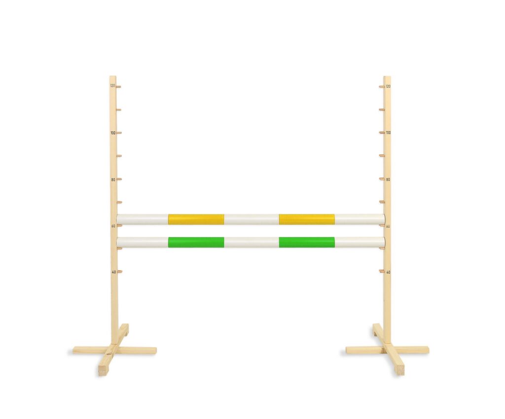 Jumping obstacle for Hobby Horse 120cm, with two beams yellow and green