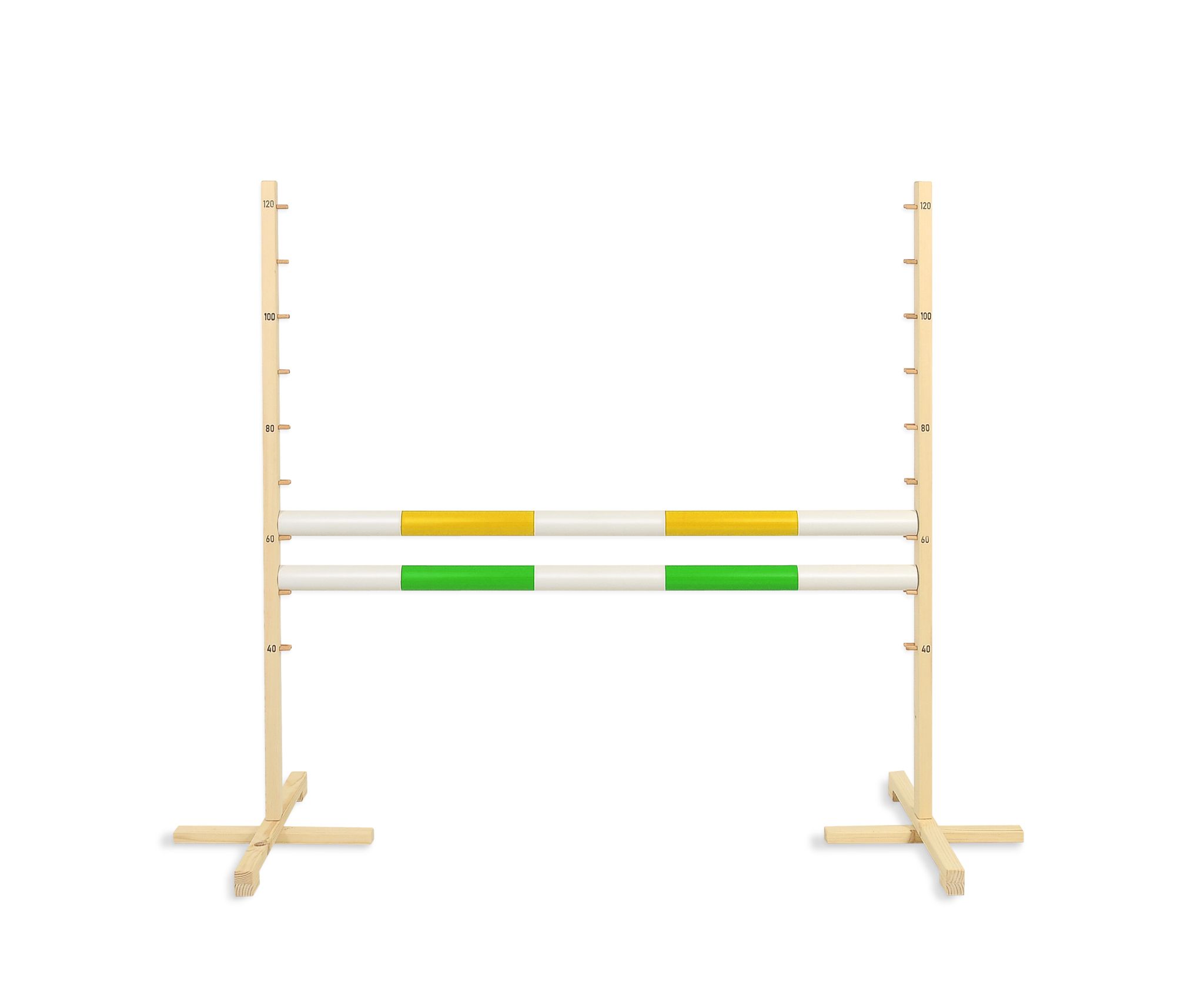 Jumping obstacle for Hobby Horse 120cm, with two beams yellow and green