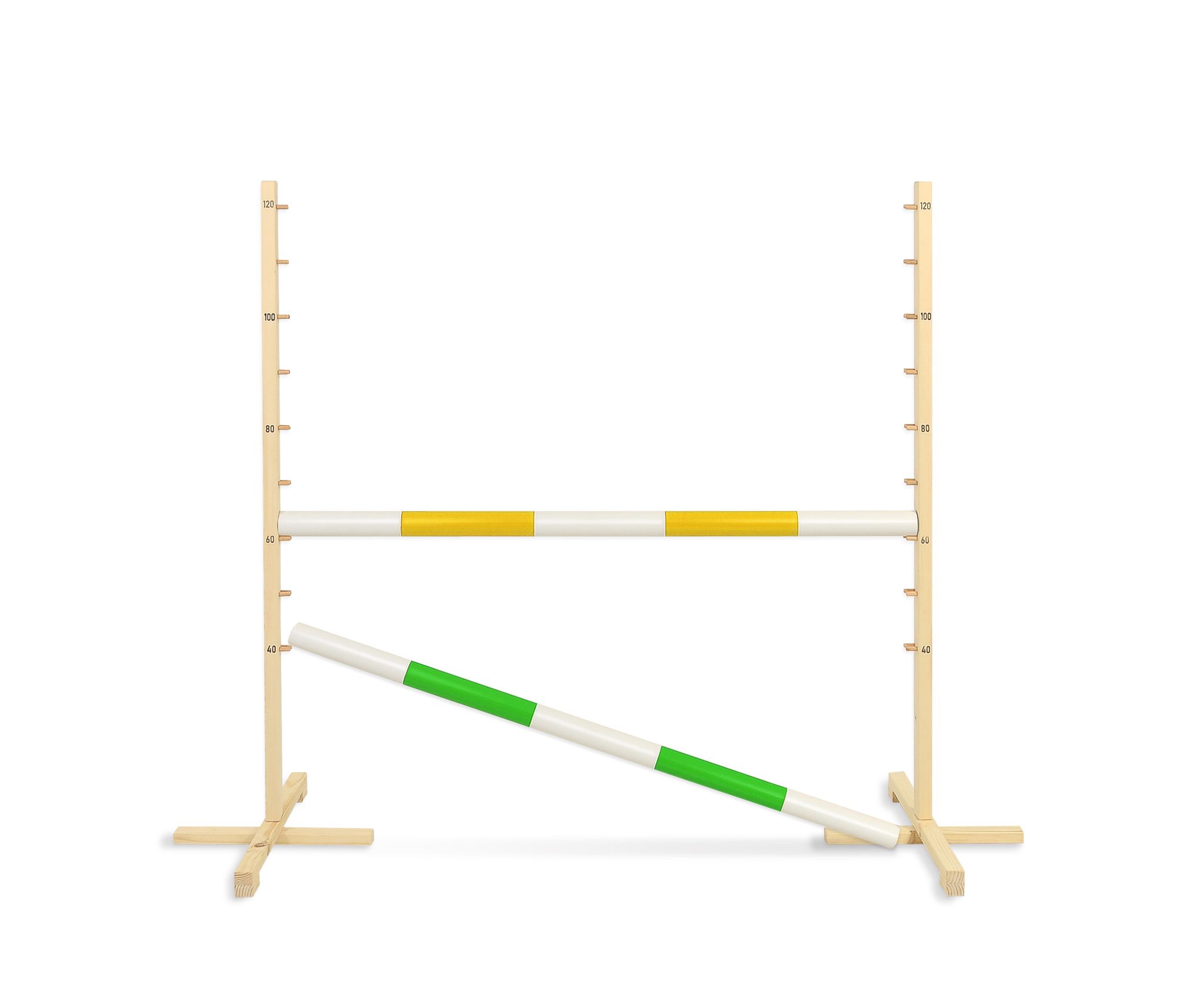 Jumping obstacle for Hobby Horse 120cm, with two beams yellow and green
