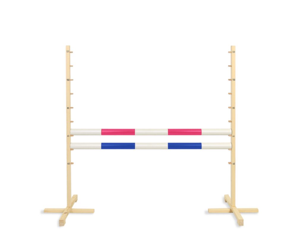 Jumping obstacle for Hobby Horse 120cm, with two beams pink and blue