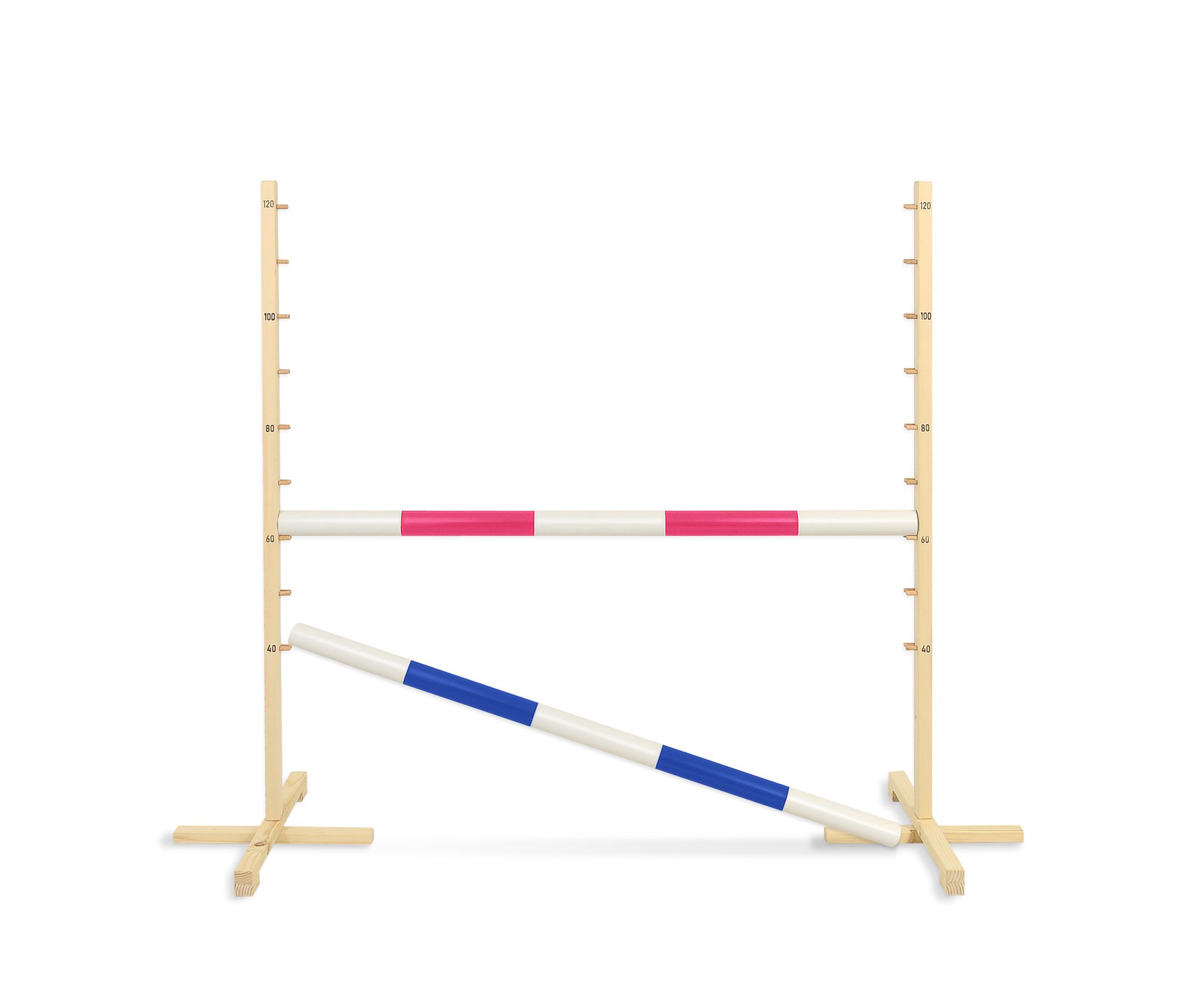 Jumping obstacle for Hobby Horse 120cm, with two beams pink and blue