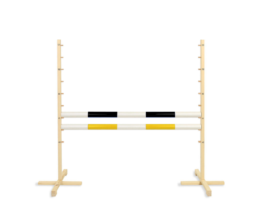 Jumping obstacle for Hobby Horse 120cm, with two beams black and yellow