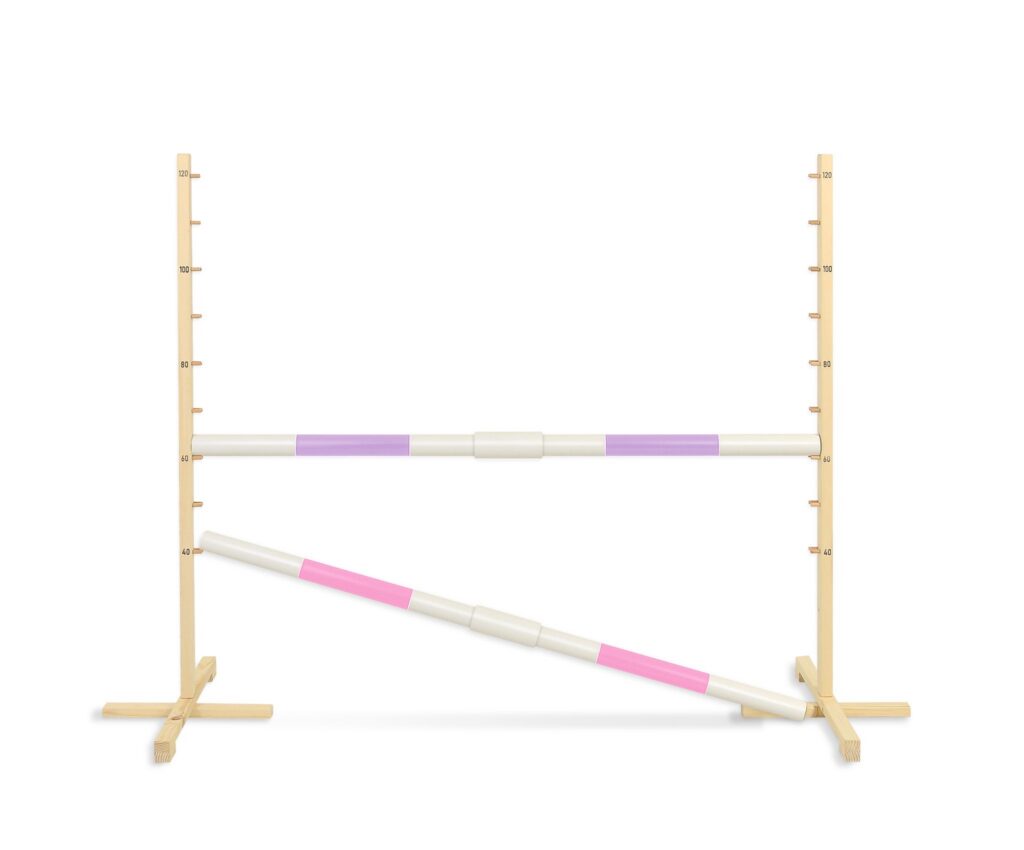 Jumping obstacle for Hobby Horse 160 cm, h-120 cm, with two bars - light purple and light pink