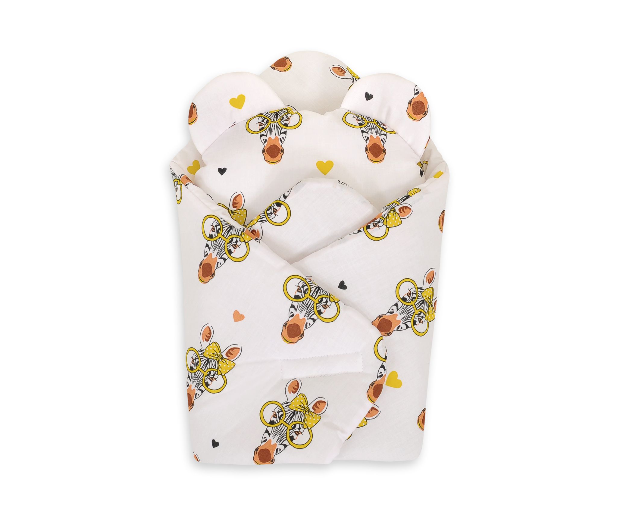 Doll's swaddling cone with pillow - zebra yellow