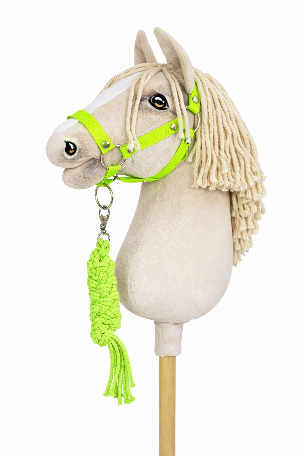 Set for Hobby Horse: the halter A3 + Tether made of cord - neon-green