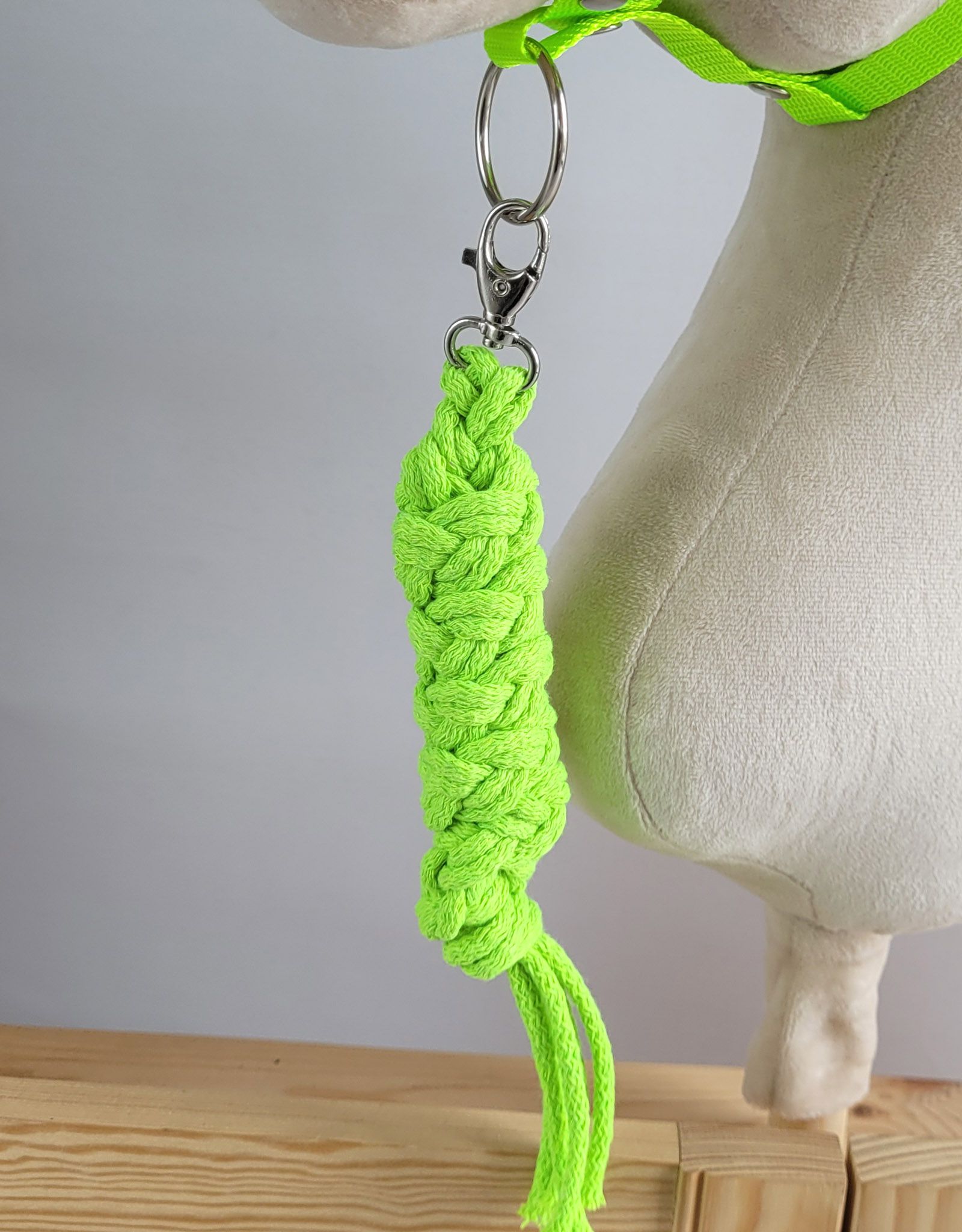 Set for Hobby Horse: the halter A3 + Tether made of cord - neon-green