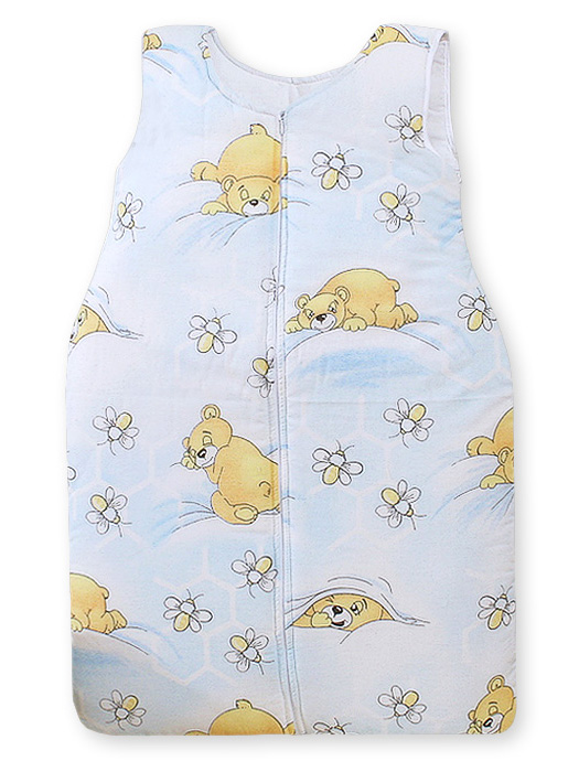 Cotton sleeping bag for children, size M, 6-12 months, TOG 2.5, all-season, blue teddy bear — modelis SPIW/222