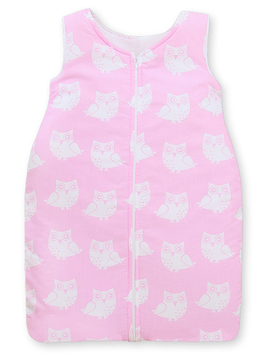 Cotton sleeping bag for children, size M, 6-12 months, TOG 2.5, all-season, Owls pink
