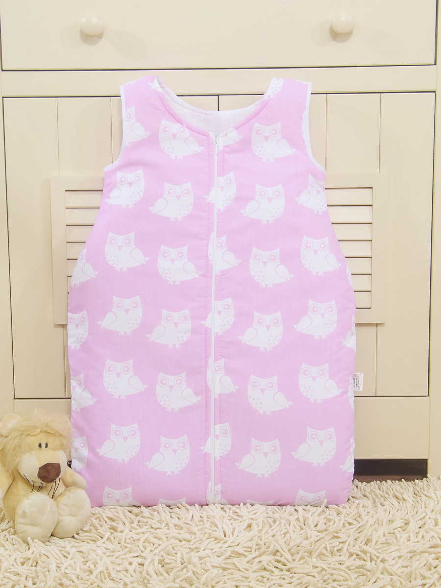 Cotton sleeping bag for children, size M, 6-12 months, TOG 2.5, all-season, Owls pink
