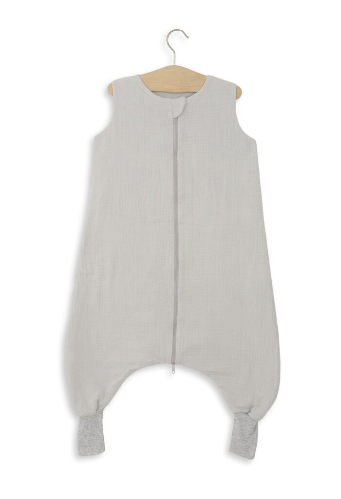 Muslin baby sleeping bag with legs L 9-24 months for summer TOG 1.0 - grey