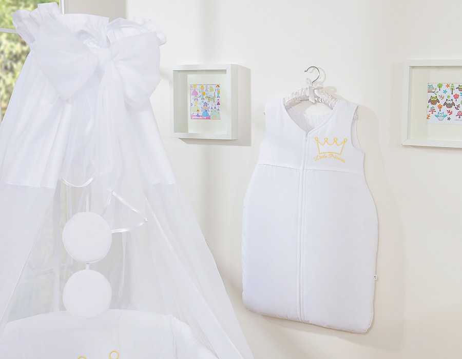 Cotton sleeping bag for children, size M, 6-12 months, TOG 2.5, all-season, Little Princess white